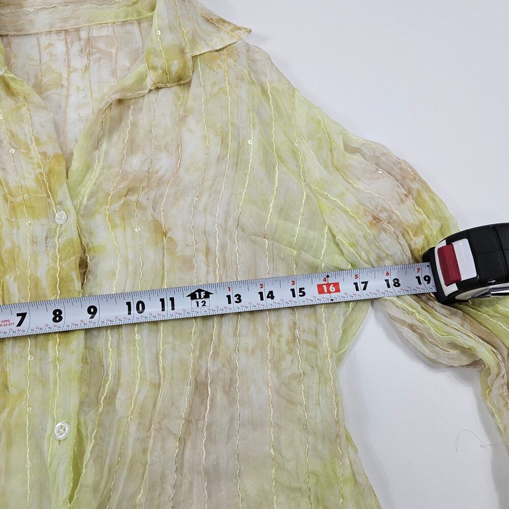 Sold - Euro Button-Up Shirt Semi Sheer Flowy - Large - Picture 7 of 7